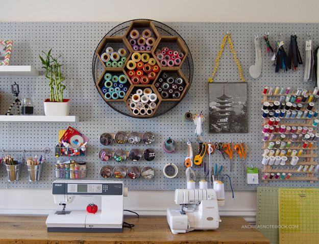 Hexagon Shelves, simple to scale to fit almost any space and a great fix using stuff you already have on a shelf