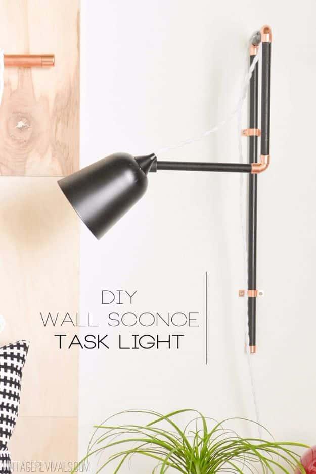 DIY Wall Sconce Task Lights, a creative indoor lighting idea for any room and a budget friendly way to upgrade a dark corner