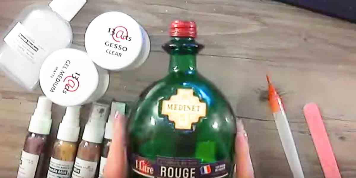 You Won’t Believe How Beautifully She Transforms This Bottle With Gesso And Roses!