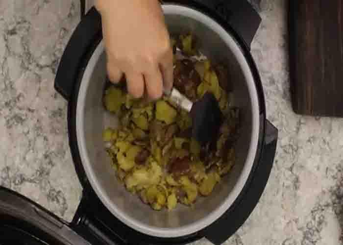 Serving the air fried smashed potatoes