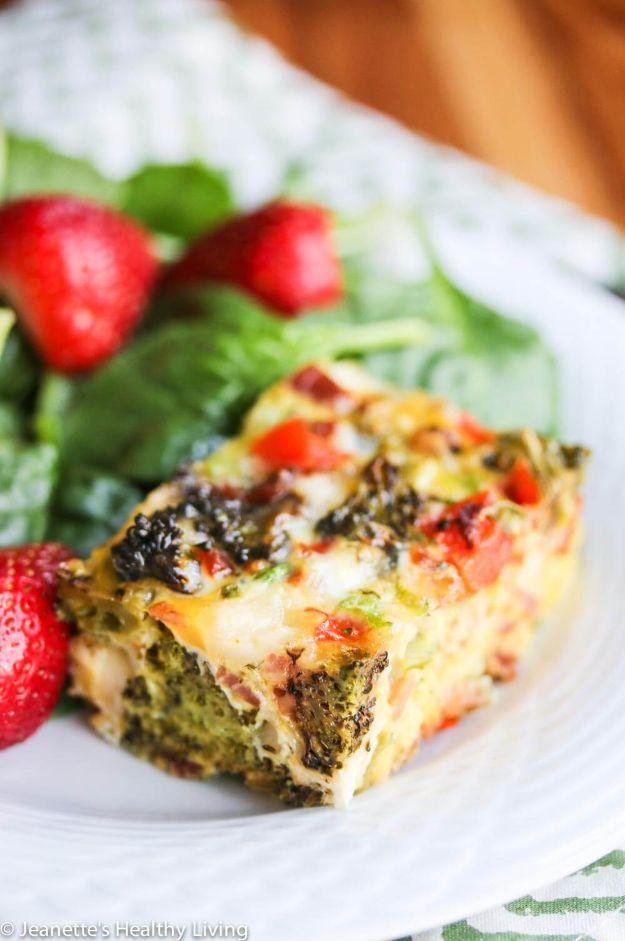 Roasted Broccoli Red Bell Pepper Pancetta Breakfast Casserole, a casserole recipe worth adding to the dinner rotation