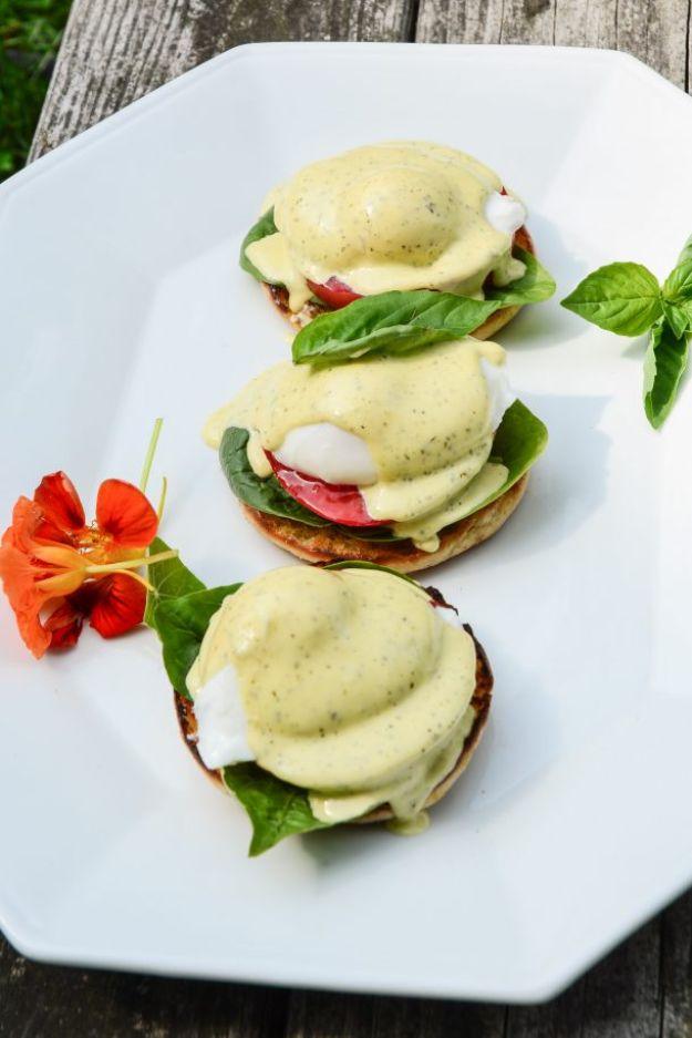 Eggs Benedict Recipes - Tomato Basil Eggs Benedict - Best Benedicts and Recipe Ideas for Breakfast, Brunch and Lunch - Easy and Quick Eggs Benedict, Classic, Salmon, Vegetarian and