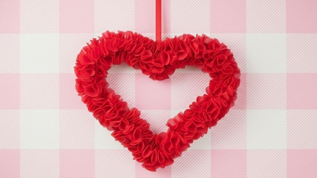 Valentine's Day Wreath Made Out of Eco Bag