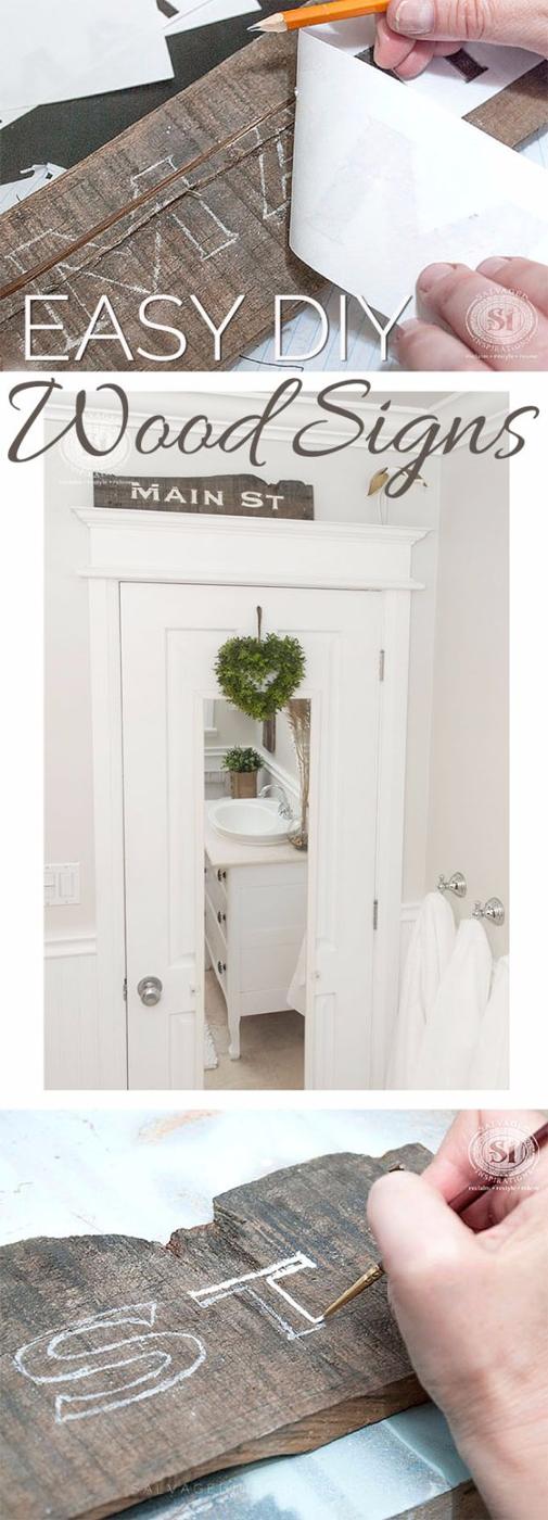 Easy DIY Wood Signs, a farmhouse decor accent, fast enough to squeeze into a lunch break and a showpiece guests linger over