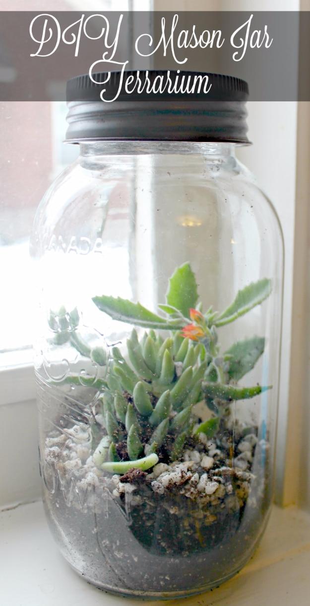 DIY Mason Jar Terrarium, a fun weekend craft with a jar and a few extras and an easy project ready in under an hour
