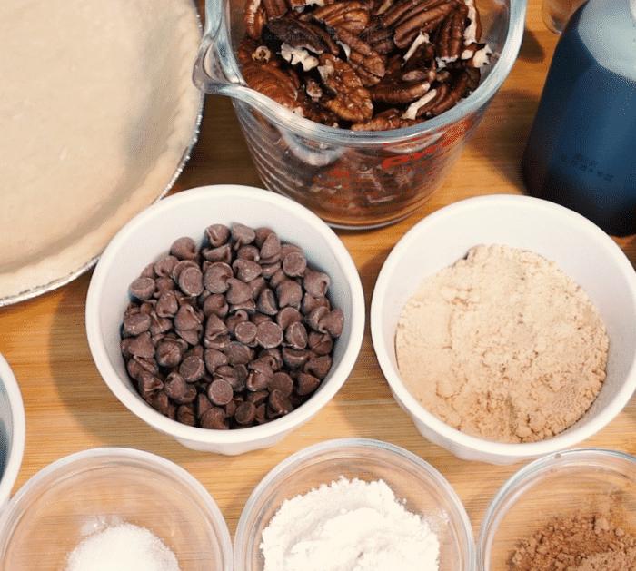 Ingredients for Chocolate Pecan Pie
