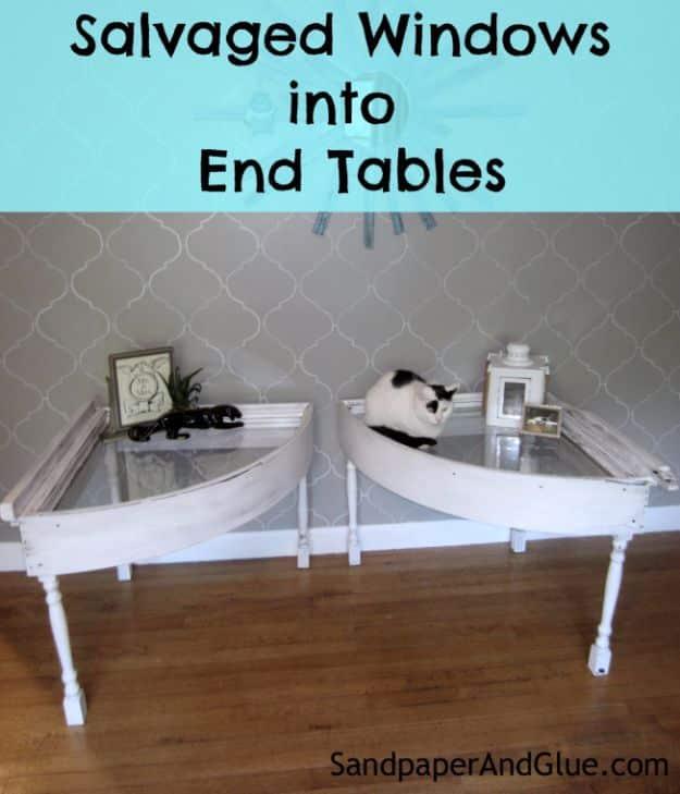 Salvaged Windows Into End Tables, no power tools required for the basic build and something worth showing off once it is done