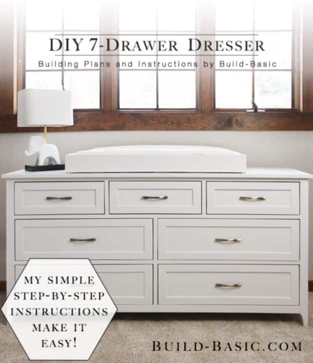 DIY 7-Drawer Dresser, one of the best dresser makeover ideas on this list and a project worth trying if you love a good DIY