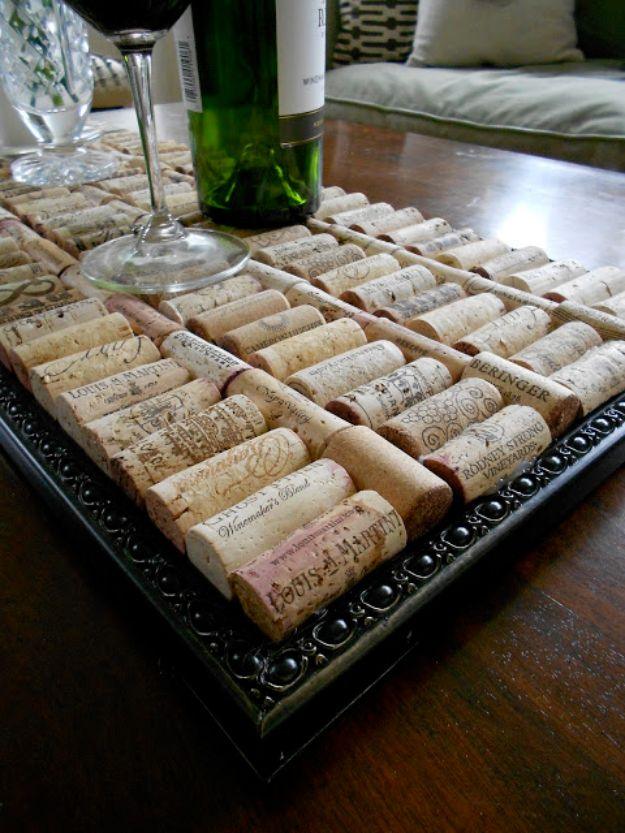 Wine Cork Tray, low effort once the supplies are laid out and a look that outshines anything bought ready made