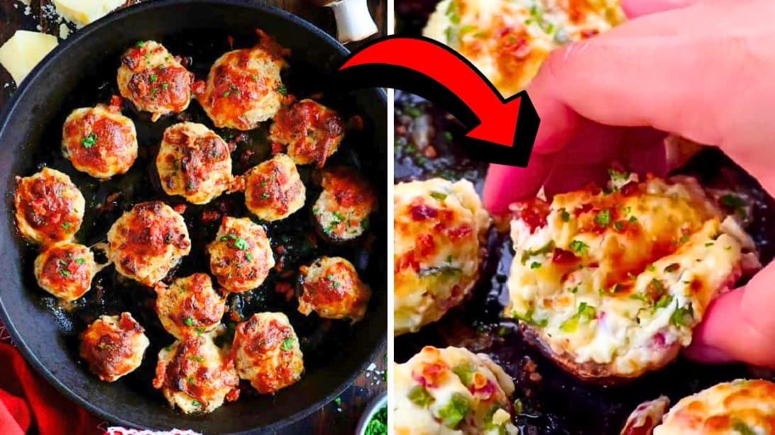 Easy to Make Cheesy Bacon Stuffed Mushrooms