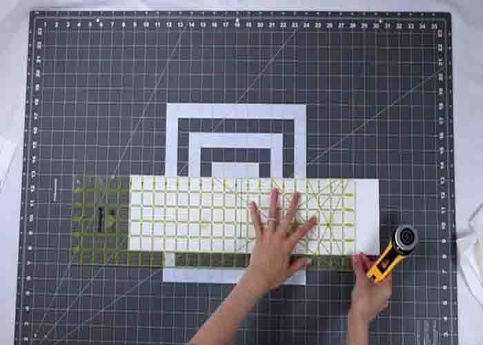 Cutting the fabric B units for the one charm pack quilt pattern