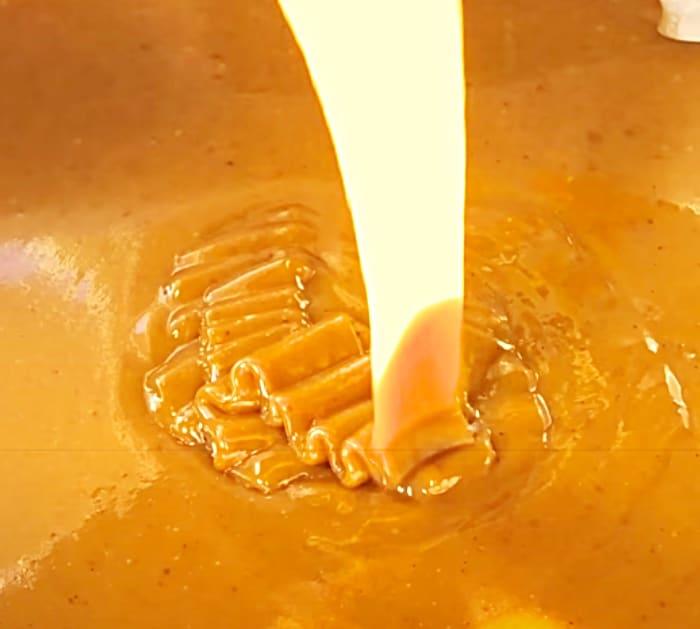 Pour Hot Fudge Into A Parchment Lined Pan To Make Caramel Fudge