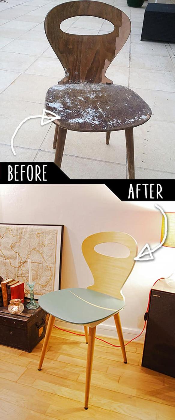 Refurbished Broken Chair, one of the best furniture makeover ideas on this list and one of the more clever picks on this list