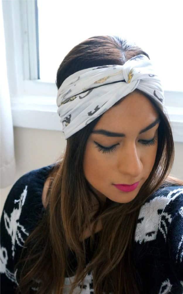 DIY No Sew Turban Headband, a no sew gift, easy enough for a beginner and an idea worth saving for later
