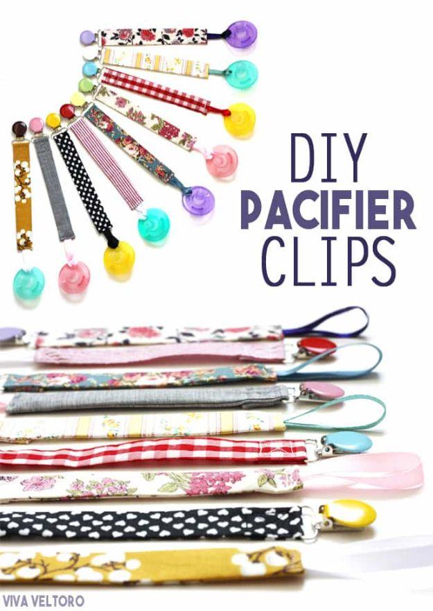 Pacifier Clips, a handmade nursery treasure, easy to pull off during a single afternoon and a detail guests always ask about