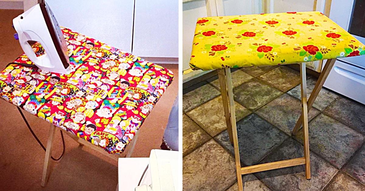Turn a TV Tray Into An Ironing Board With Free Pattern