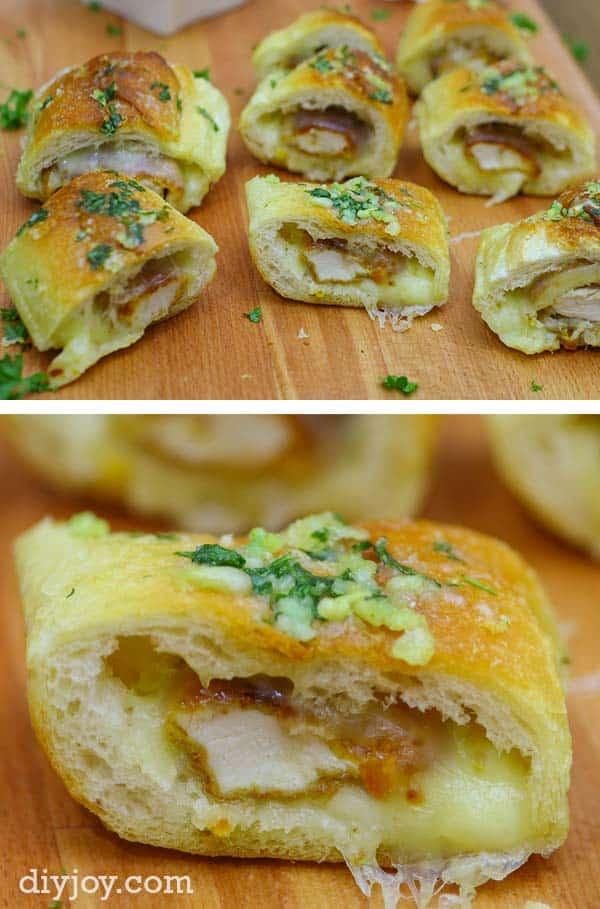 Easy Recipe Ideas With Chicken - Chicken Parmesan Stuffed Garlic Bread Recipe - Ingredients for Making Cheese Stuffed Chicken Parmesan Bread - Easy Snack Ideas and Best Party Food