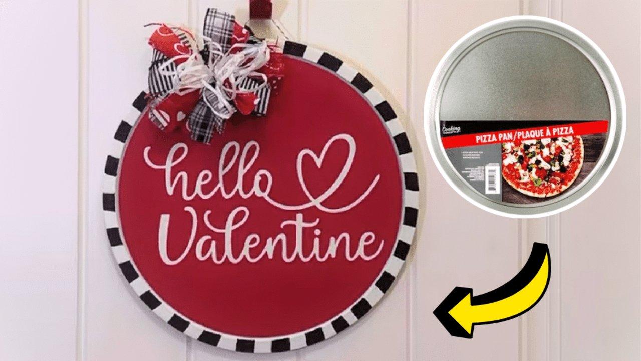 Easy DIY Pizza Pan Valentine Door Hanger