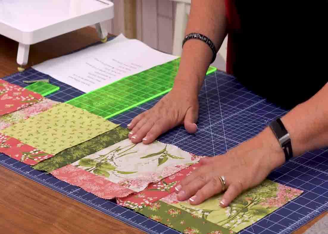 Sewing the blocks together to make the building blocks quilt