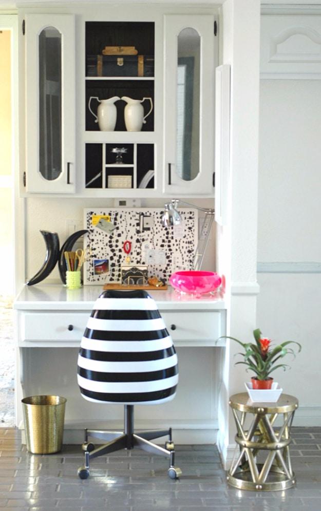 DIY Spray Painted Chair, forgiving enough to redo without wasting materials and a finishing touch that ties the room together