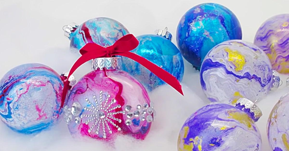 DIY Spray Paint On Water Transfer Ornaments