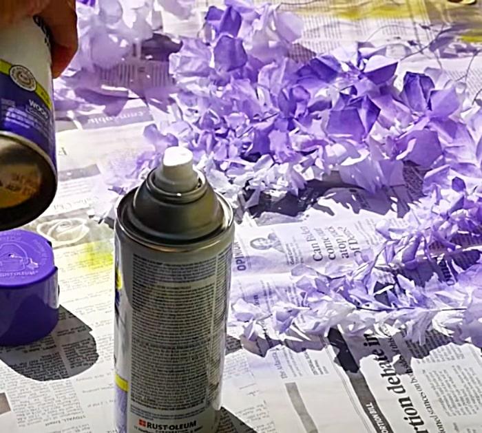 Spray Paint Coffee Filter Flowers To Make A Wisteria Arch Or Decorate and Outdoor Trellis