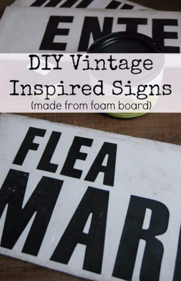 DIY Vintage Signs - DIY Vintage Signs Made From Foam Board - Rustic, Vintage Sign Projects to Make At Home - Creative Home Decor on a Budget and Cheap Crafts for Living Room, Bedro