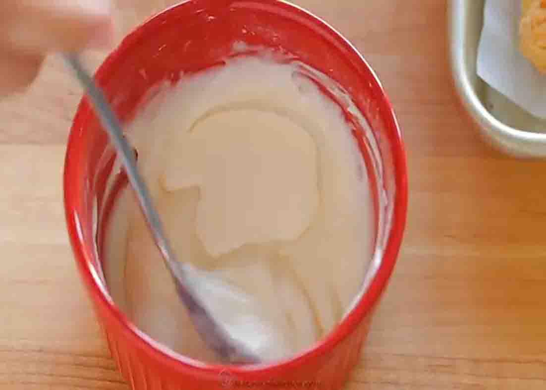 Mixing the ingredients for the apple turnover glaze