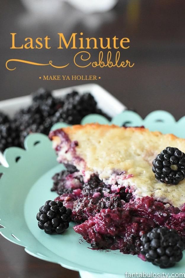 Last minute cobbler made with canned peaches, a golden baked dessert idea served warm from the baking dish