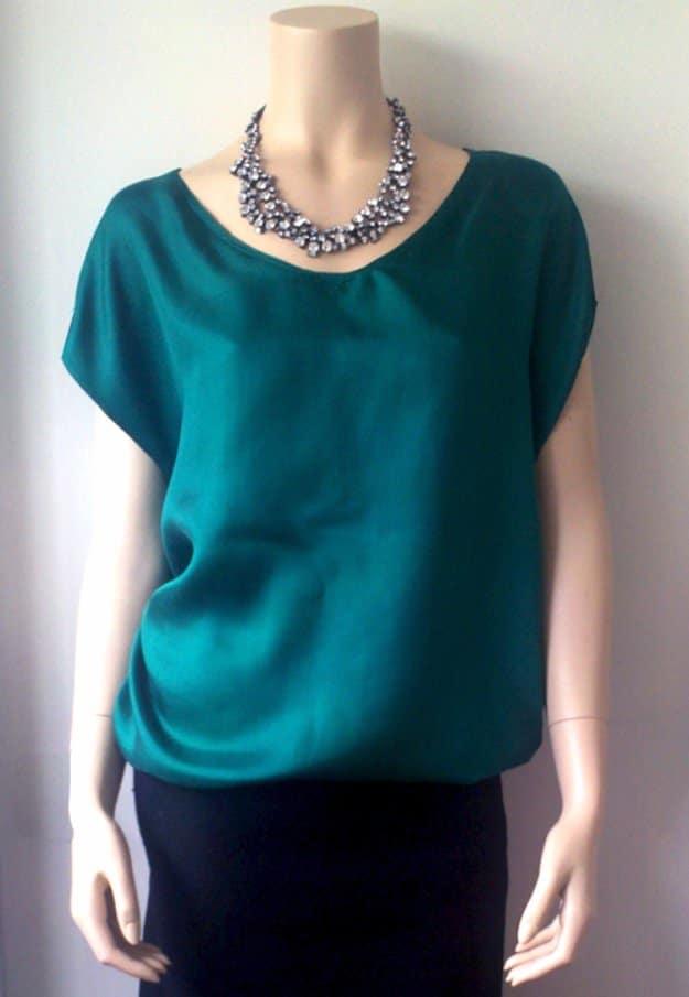 DIY Beautiful Silk Blouse, an easy sewing project for women to try and a beginner friendly sewing pattern idea