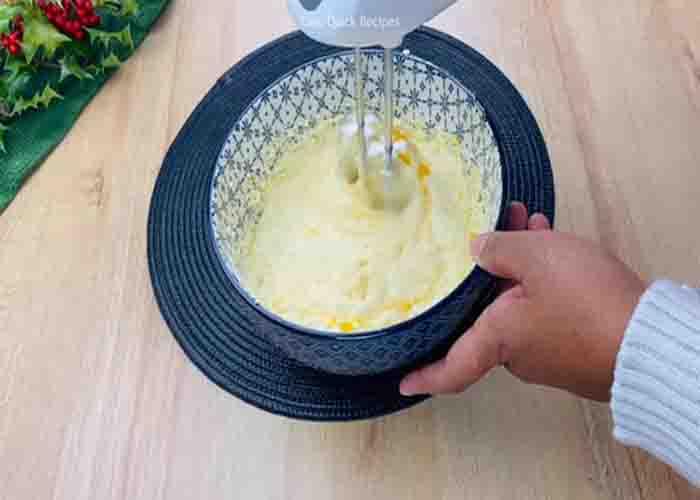 Making the marble caramel cake batter