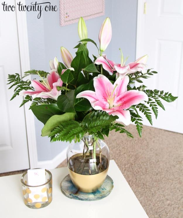 DIY Gold Dipped Vase, quick enough to finish before nap time and a piece worth keeping out on display