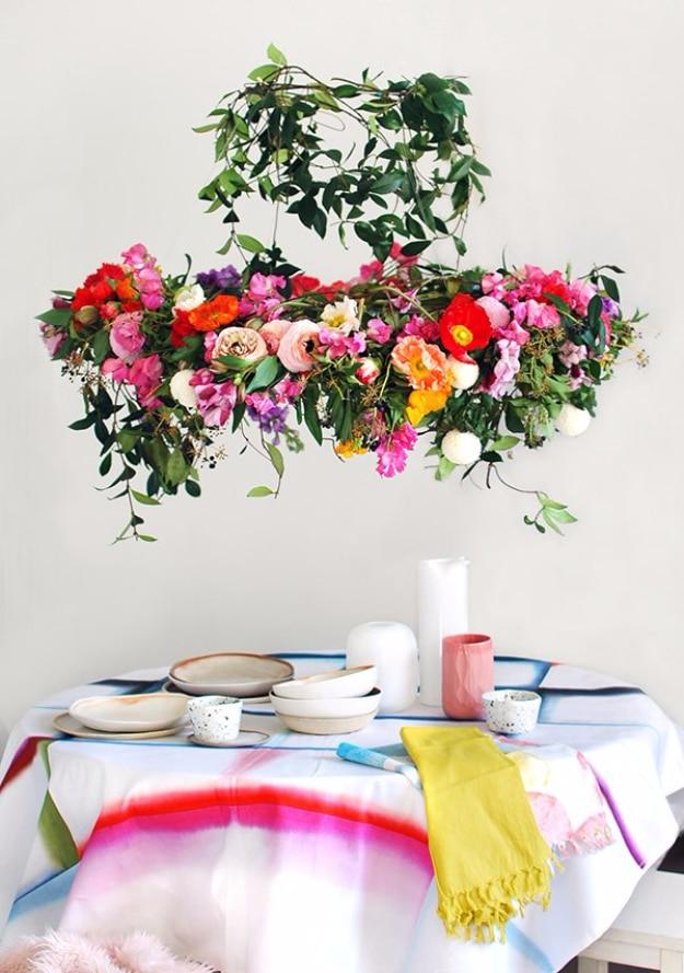 Hanging Flower Chandelier, a popular choice on this list and a pretty statement piece for a dining room or bedroom