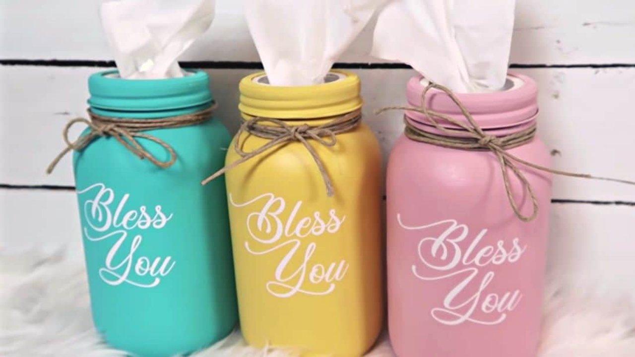 Easy To Make DIY Mason Jar Tissue Holder