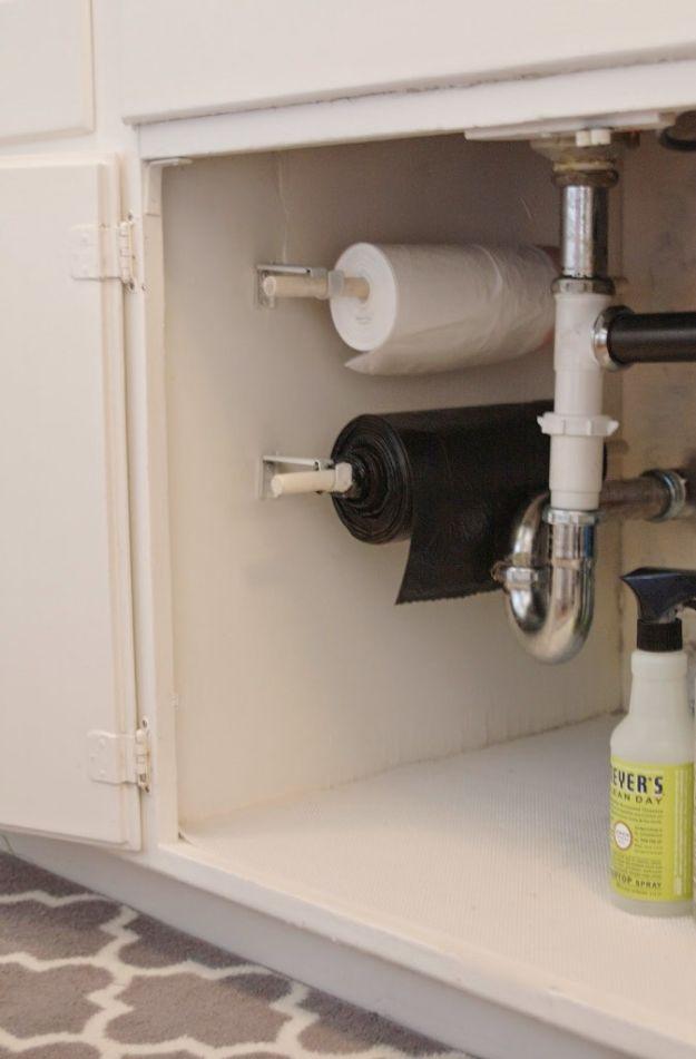 Trash Bags On A Roll, a clever dollar store organizing idea and an easy weekend project that clears the clutter