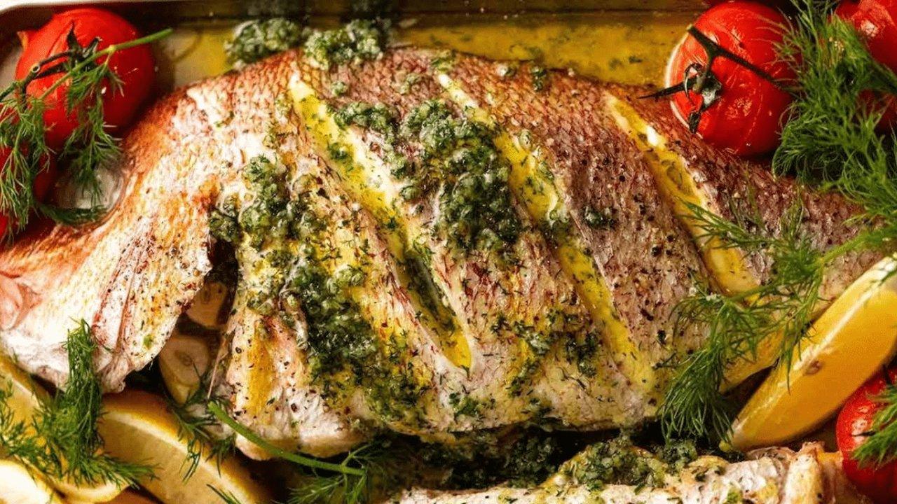 Easy Garlic Butter Whole Baked Fish Recipe