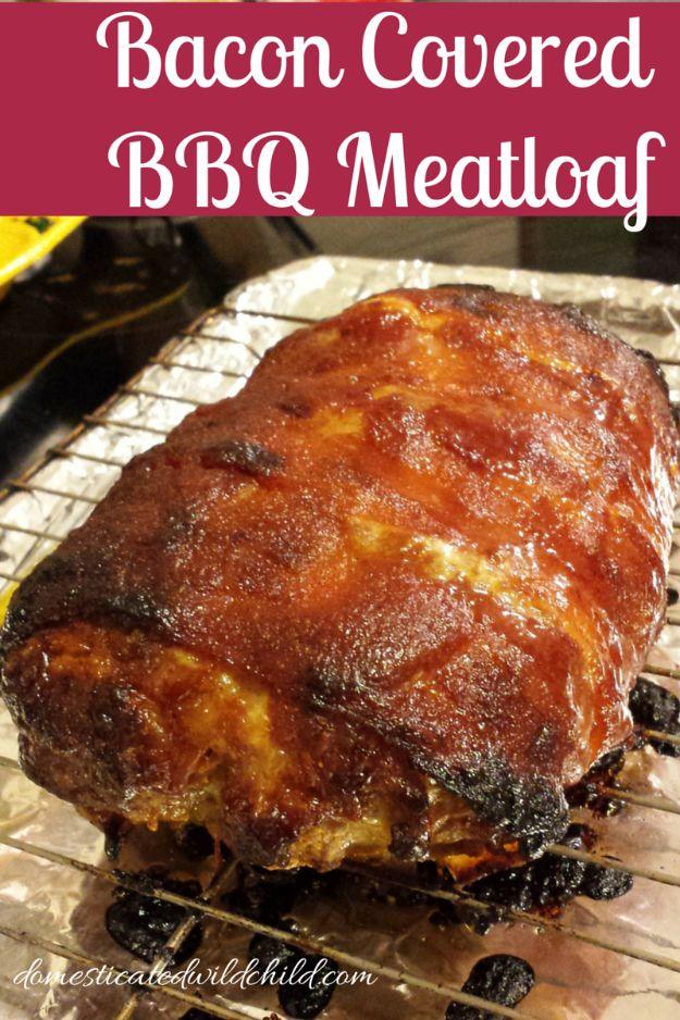 Best Barbecue Recipes - Bacon Covered BBQ Meatloaf - Easy BBQ Recipe Ideas for Lunch, Dinner and Quick Party Appetizers - Grilled and Smoked Foods, Chicken, Beef and Meat, Fish and
