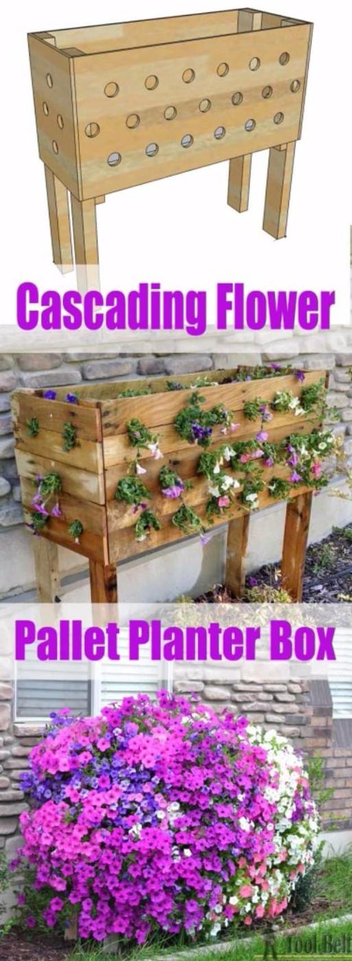 Cascading Flower Pallet Planter Box, a simple backyard upgrade using basic supplies and an easy weekend project for the yard