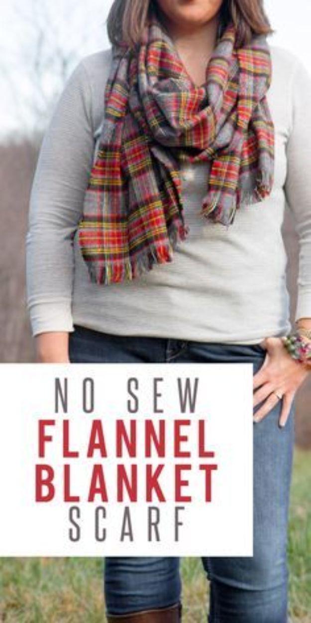 No-Sew Flannel Blanket Scarf, easy enough for a beginner to follow and a small upgrade with a real visual payoff