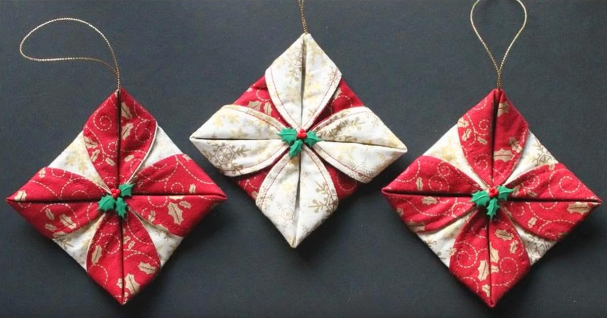 Sewing Tutorial: Folded Fabric Ornaments