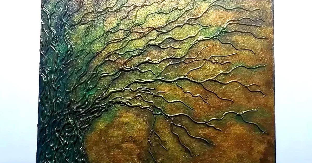 Canvas Painting Idea : Glue Gun Tree Art