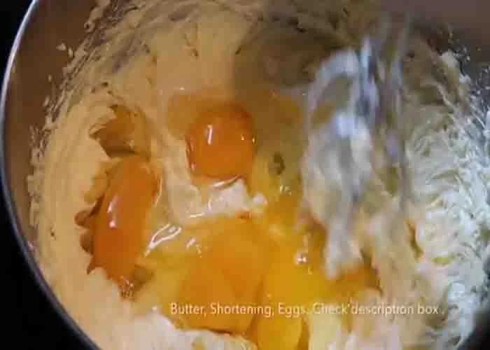 Mixing all the ingredients for the double cream pound cake batter