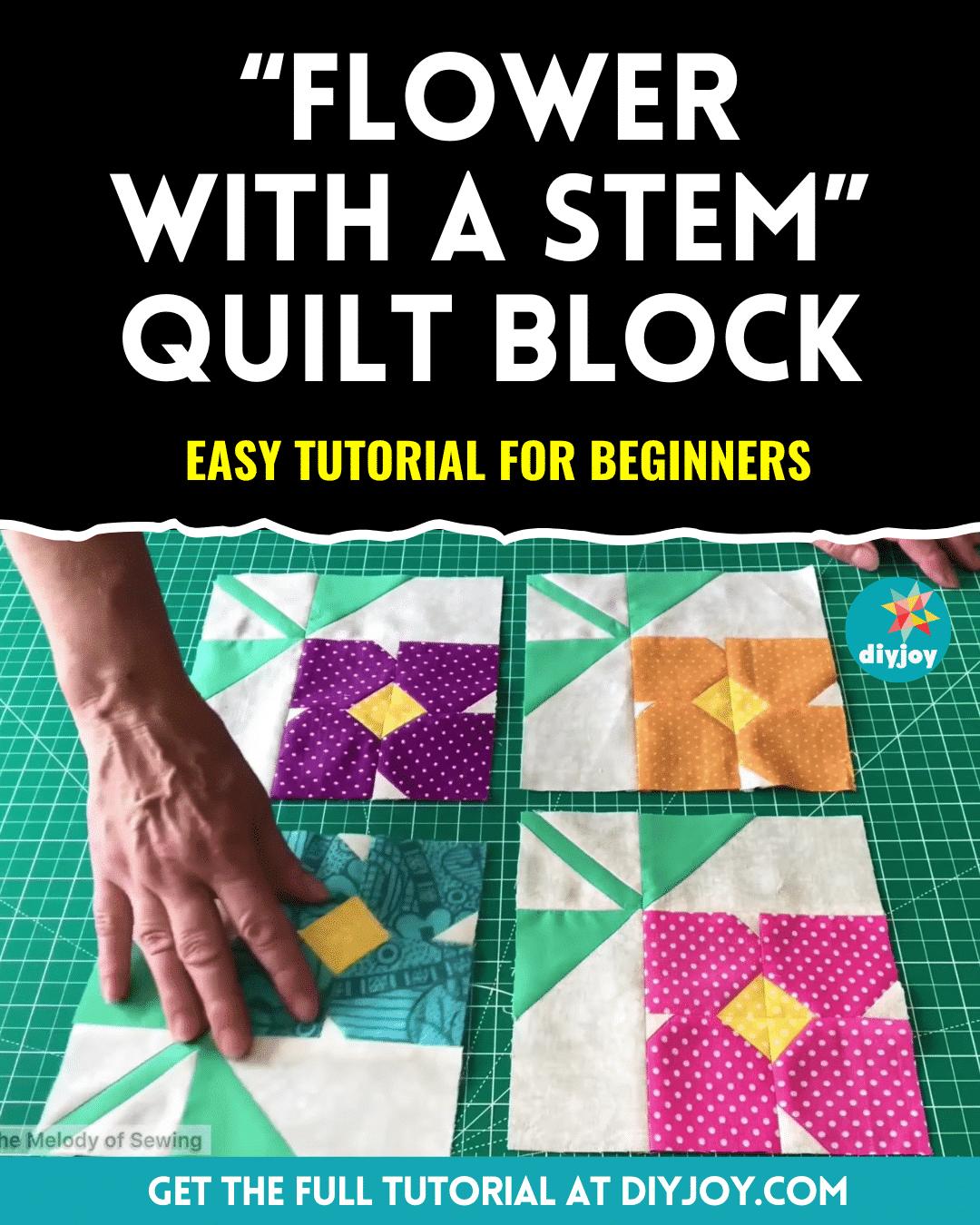 Easy “Flower With A Stem” Quilt Block Tutorial