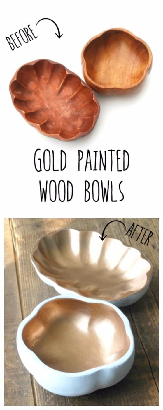 Gold Painted Wood Bowls, a budget decor upgrade, a fast weekend build even for a novice and a keepsake worth handing down