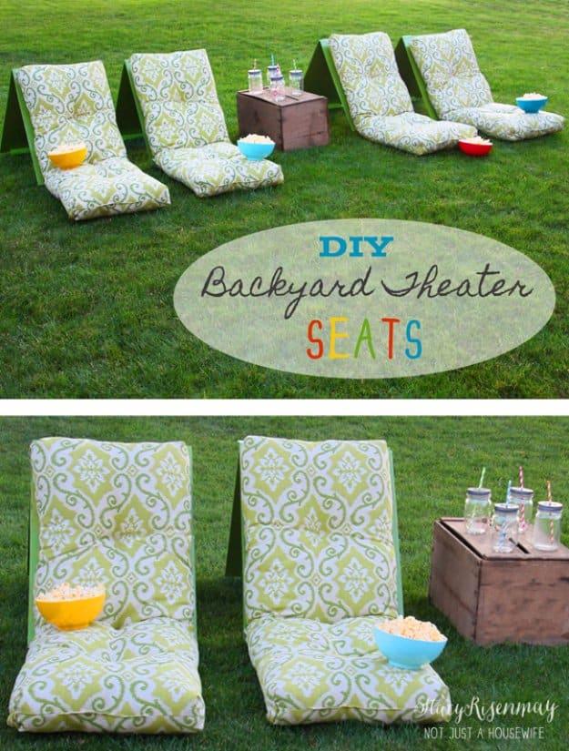 DIY Backyard Theater Seats, a backyard project idea, simple enough for a first try and a satisfying finish for not much work