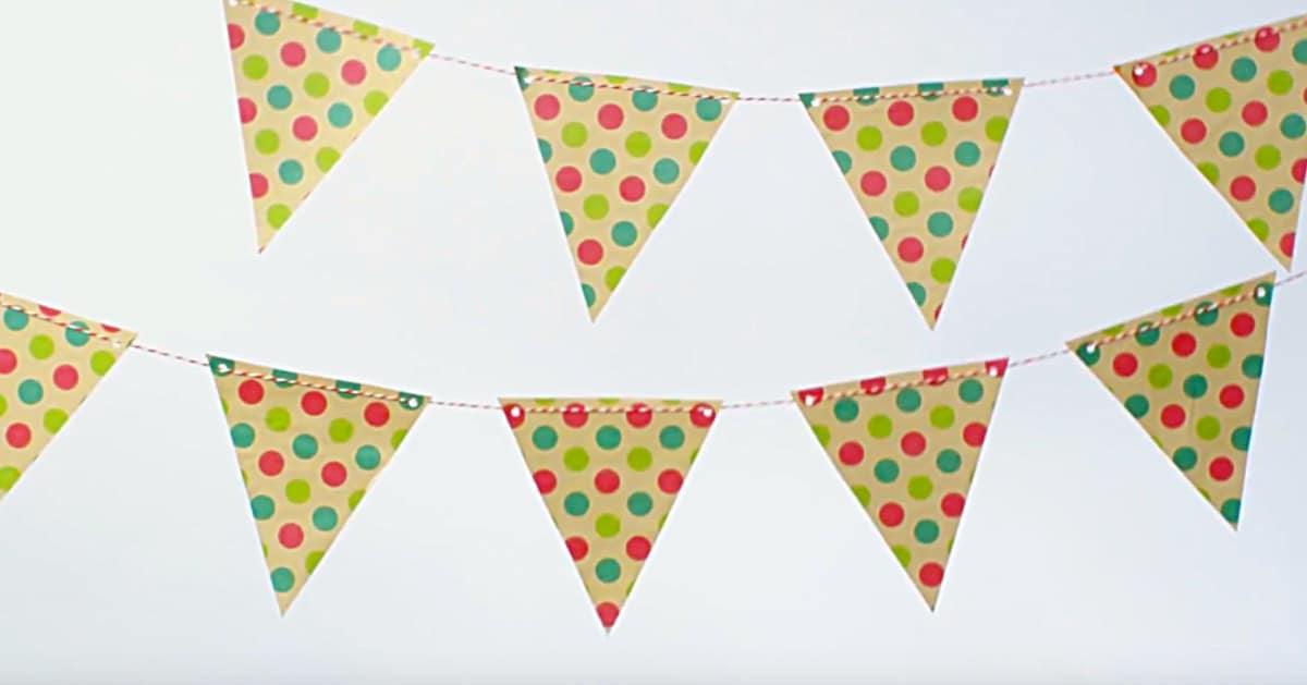 DIY Leftover Wrapping Paper Flag Garland
