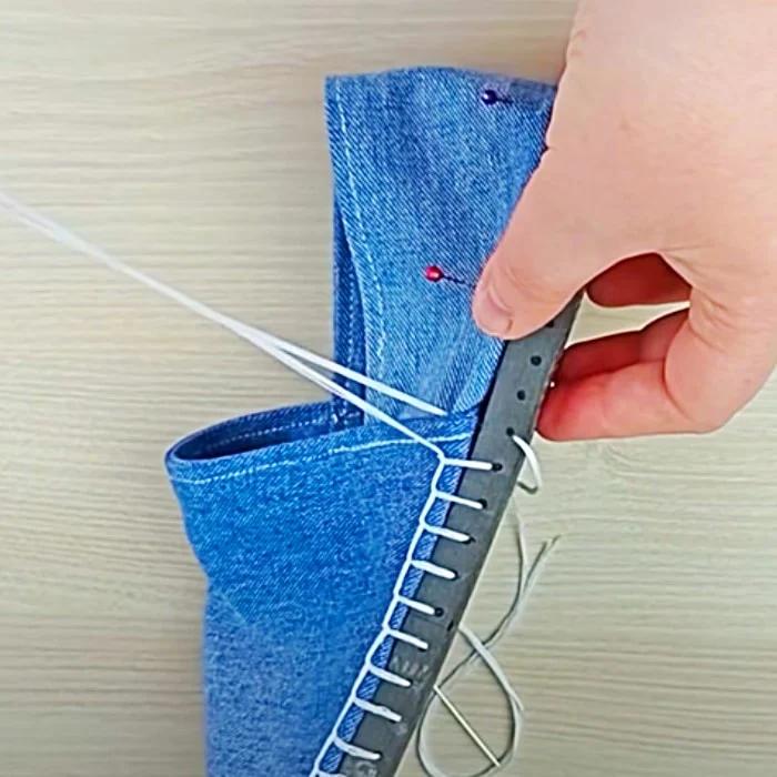 DIY Recycled Jean Shoes - Flip Flop Makeover - How To Turn Flip Flops Into Jean Slippers