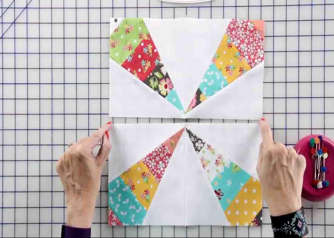 Assembling the firecracker quilt unit