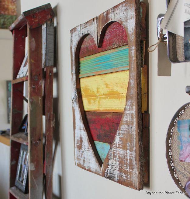 Reclaimed Wood Heart Art, cheap to pull off with items from a bargain aisle and personality a plain space was missing