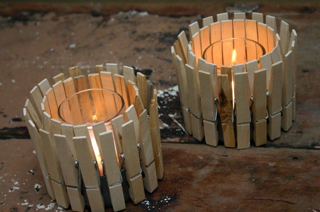 DIY Crafts Ideas - Clothespin Candle Holder Tutorial and Rustic Home Decor
